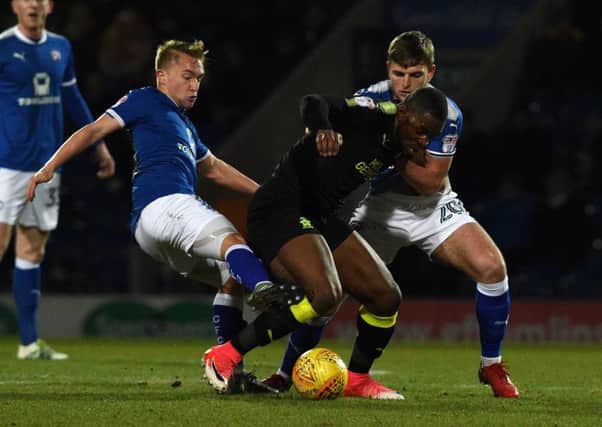Picture Andrew Roe/AHPIX LTD, Football, EFL Sky Bet League Two, Chesterfield v Cambridge United, Proact Stadium, 13/02/18, K.O 7.45pm

Chesterfield's Louis Reed and Laurence Maguire battle with Cambridge's Uche Ikpeazu

Andrew Roe>>>>>>>07826527594