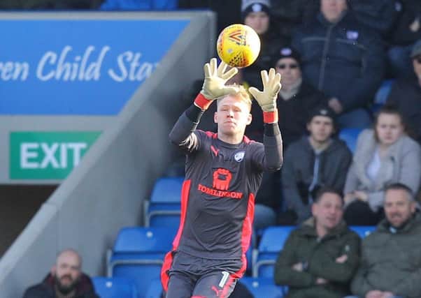 Picture by Gareth Williams/AHPIX.com; Football; Sky Bet League Two; Chesterfield FC v Swindon Town; 24/03/2018 KO 15.00; Proact Stadium; copyright picture; Howard Roe/AHPIX.com; Aaron Ramsdale claims a cross