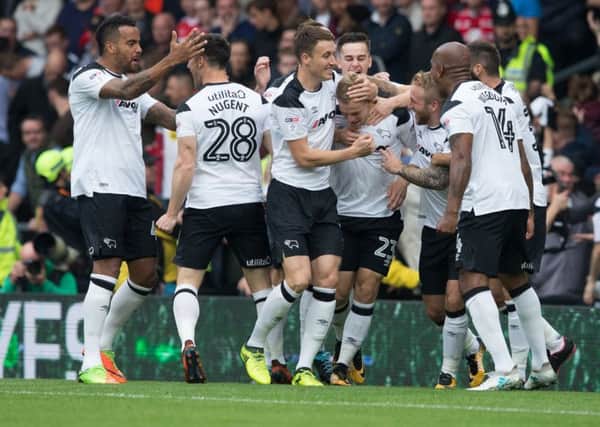 Derby County vs Nottingham Forest - Matej Vydra of Derby County celebrates his goal - Pic By James Williamson