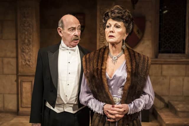 Rula Lenska and Denis Lill in The Case of The Frightened Lady. Photo by Pamela Raith.