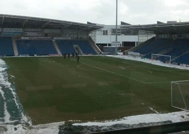 The uncovered section of Proact pitch where the Spireites were to train on Friday
