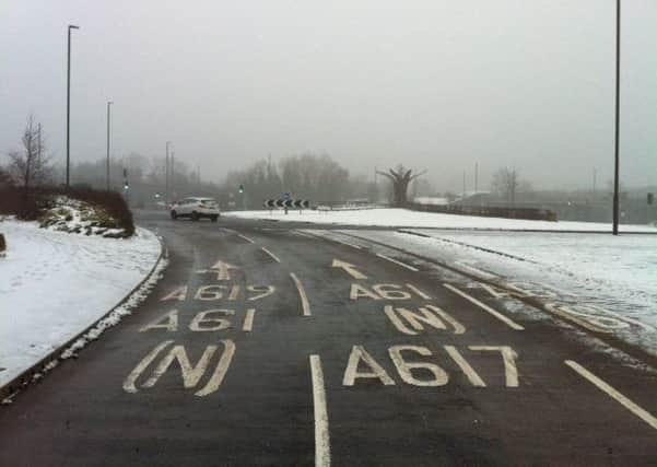 Misty conditions at Hornsbridge Roundabout, Chesterfield, this morning at 8am, Sunday, March 4.