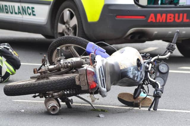 Pictured is the motorcycle which was involved in a serious colliision at Central Drive, Shirebrook. Courtesy of a witness.