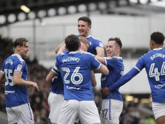 Chesterfield celebrate their goal. Photo by Jason Chadwick.