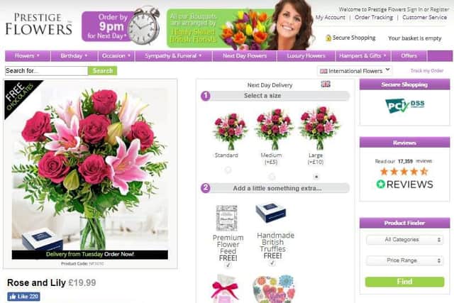 The Prestige Flowers website
