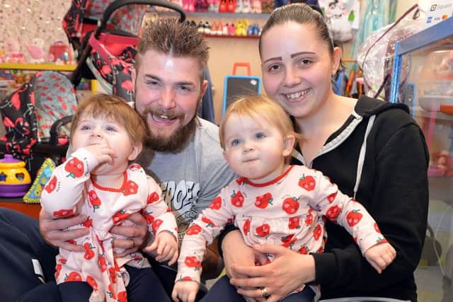 shop staff at Baby to bigger in Staveley praised. Jody and Nathan with children Skylar and Willow.