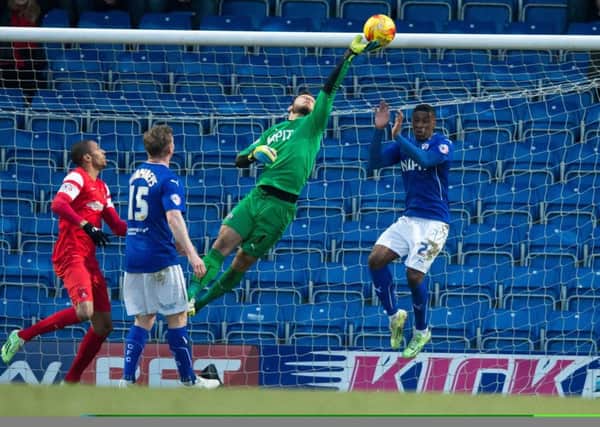 Chesterfield vs Leyton Orient - Tommy Lee with a vital touch to stop a leyton orient header at a corner - Pic By James Williamson