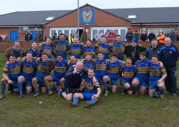 The victorious Tupton squad, who clinched promotion after a thrilling victory over title rivals, Ashfield.
