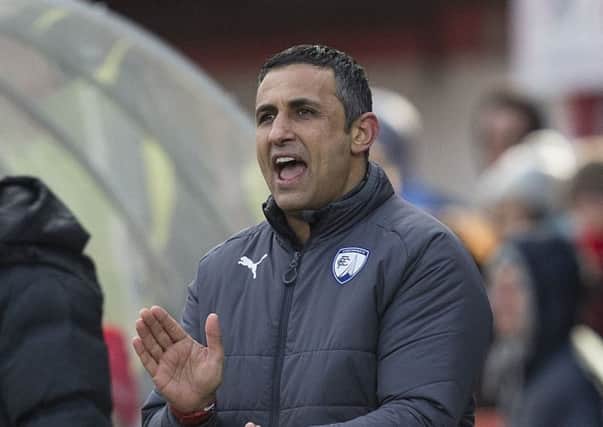 Picture by Gareth Williams/AHPIX.com; Football; Sky Bet League Two; Cheltenham Town v Chesterfield FC; 17/03/2018 KO 15.00; LCI Rail Stadium; copyright picture; Howard Roe/AHPIX.com; Jack Lester encourages his Chesterfield side