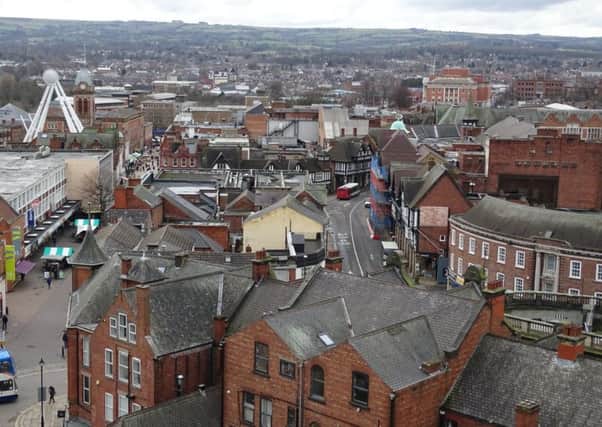 Views across Chesterfield from the Crooked Spire