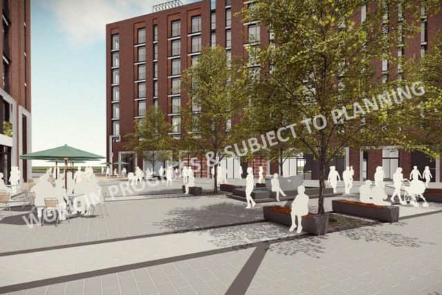 The proposed design for the public realm at the Basin Square part of Chesterfield Waterside.
