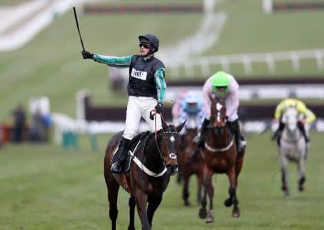 Awesome Altior and jockey Nico de Boinville after winning the Betway Queen Mother Champion Chase at the 2018 Cheltenham Festival. (PHOTO BY: David Davies/PA Wire/PA Images)