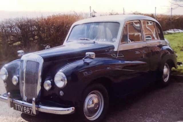 The classic car which was stolen then found on fire.