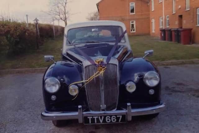 The classic car which was stolen then found on fire.