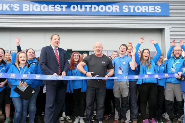 Ross Kemp cuts the ribbon to officially launch Chesterfield's Go Outdoors.