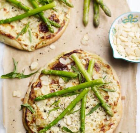 Asparagus Tarragon & Almond Pizza Bianco. Photo by Jason Ingram.