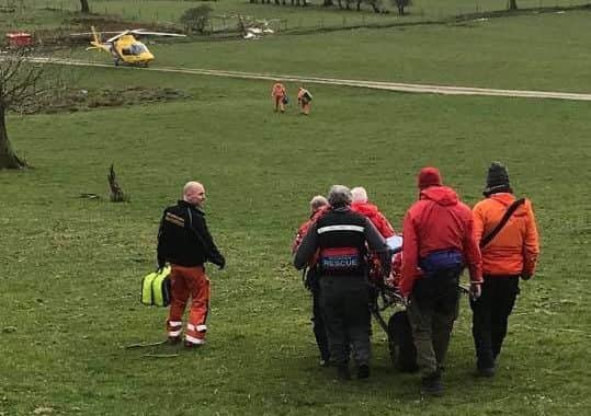 Edale Mountain Rescue and Buxton Mountain Rescue teams helped bring an injured walker in Castleton to safety.