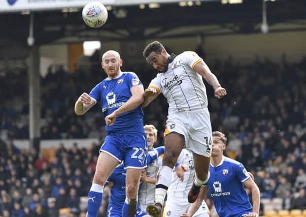 Action from Chesterfield's defeat at Port Vale on Good  Friday. (PHOTO BY: Steve Flynn/AHPIX.com).