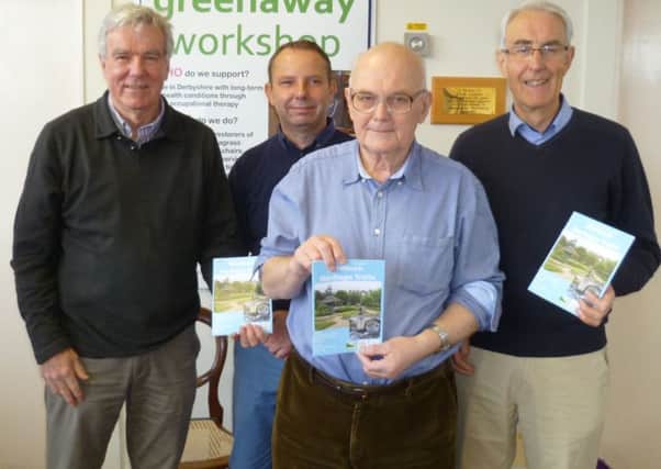 Ken Parker, Kevin Blair (Greenaway Workshop which organised the design and ppublication of the guide),  Peter Wild, Matlock Civic Association chairman Tony Symes