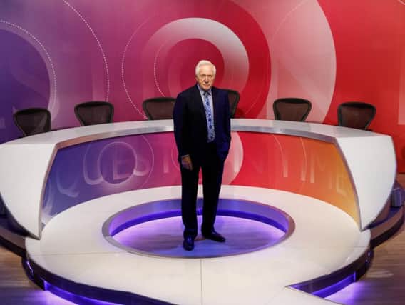 David Dimbleby on the Question Time set.