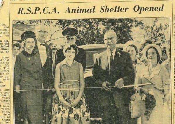 A newspaper cutting from the Derbyshire Times which reports on the opening of the Chesterfield RSPCA's animal shelter in 1962.