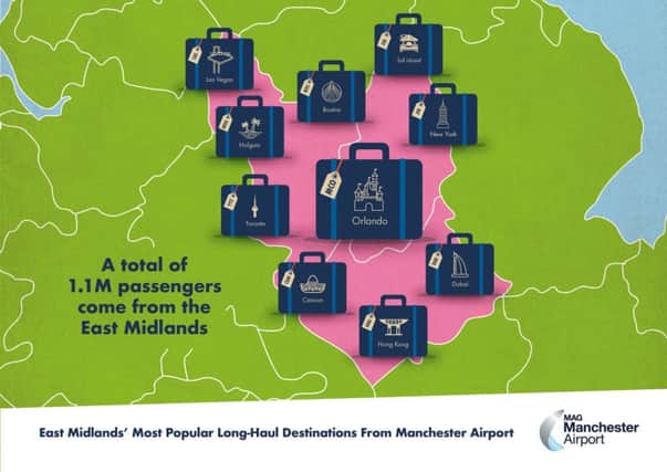 The popular routes across the East Midlands for  Manchester Airports flyers