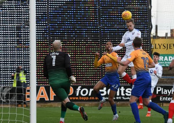Picture Andrew Roe/AHPIX LTD, Football, EFL Sky Bet League Two, Mansfield Townv Chesterfield One Call Stadium, 25/11/17, K.O 1pm

Chesterfield's Andy Kellett heads in his sides second goal

Andrew Roe>>>>>>>07826527594