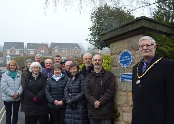The unveiling of the plaque at Victoria Hall Gardens, Matlock.
