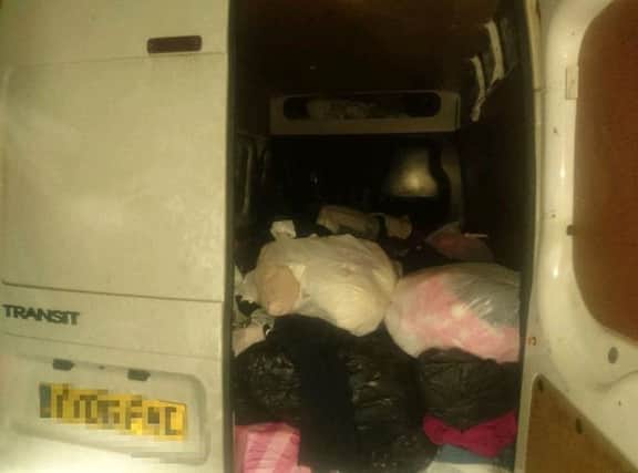 Two males were arrested in Killamarsh by Derbyshire Roads Policing Unit on suspicion of stealing a van and bundles of clothes which were found inside the van
