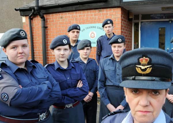 Flt Lt Julie Gill with air cadets from the 2000 Eckington Squadron. Picture by Anne Shelley.