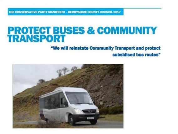 Derbyshire Conservatives' 2017 manifesto, which stated that subsidised bus routes would be protected.
