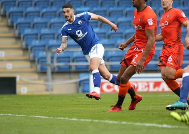Chesterfield FC v Wycombe Wanderers, Brad Barry hits the opening goal