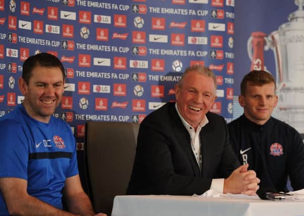 Photo Neil Cross
AFC Fylde v Wigan FA Cup pre-match conference with manager Dave Challinor, chairman David Haythornthwaite and player Danny Rowe, and the FA Cup