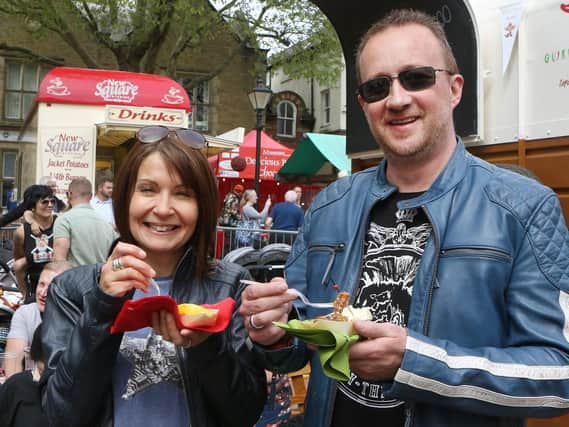 Amanda Ashcroft and Paul Hutchinson try out the street food. Pictures by Jason Chadwick.