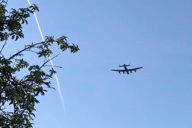 Clare Barclay took this picture of the Lancaster bomber flying over Baslow at 8.41am. She said: "I knew it was something special when I heard it coming. It was amazing and has made my day."