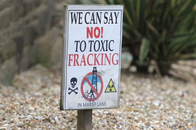 A fracking sign in Marsh Lane.