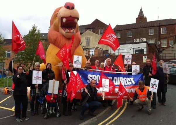 Unite union and Derbyshire Unemployed Workers Centre campaigners rallied for affected staff when they attended a previous Chesterfield magistrates court hearing concerning former Sports Direct chief executive David Forsey.