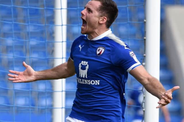 Picture Andrew Roe/AHPIX LTD, Football, EFL Sky Bet League Two,v Chesterfield Town v Port Vale, Proact Stadium, 19/08/17, K.O 3pm
Chesterfield's Jordan Sinnott celebrates Kristian Dennis scoring
Andrew Roe>>>>>>>07826527594